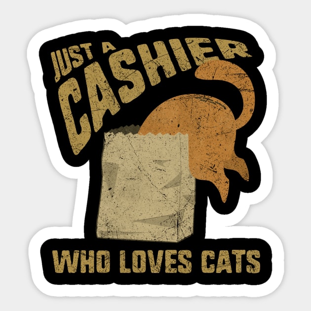 Just A Cashier Who Loves Cats Sticker by All-About-Words